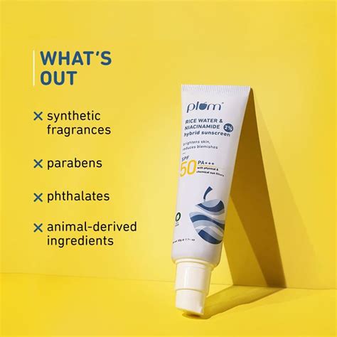 Plum Rice Water & Niacinamide Hybrid Sunscreen (SPF 50, PA +++) - Pack ...