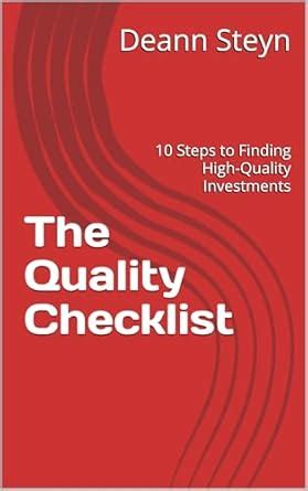 The Quality Checklist: 10 Steps to Finding High-Quality Investments ...