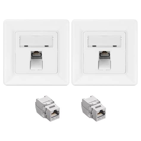 kwmobile Keystone Jack Wall Plate Set (2-Pack) - Cat6A 1-Port Ethernet ...