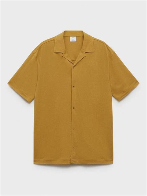 Mango Bonheur Modal Regular Fit Bowling Shirt, Mid Yellow