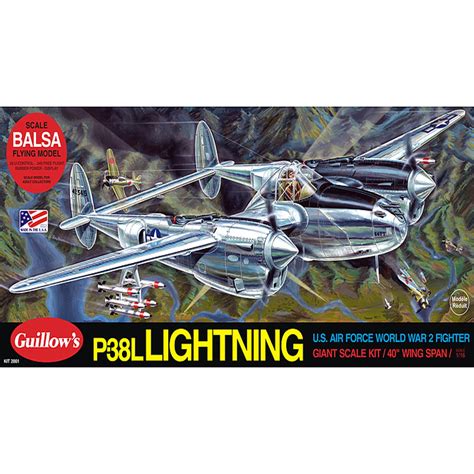 Guillow's Lockheed P-38 Lightning Model Kit Black, Small : Amazon.in ...