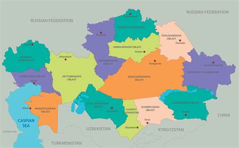 Map of Kazakhstan 2811541 Vector Art at Vecteezy