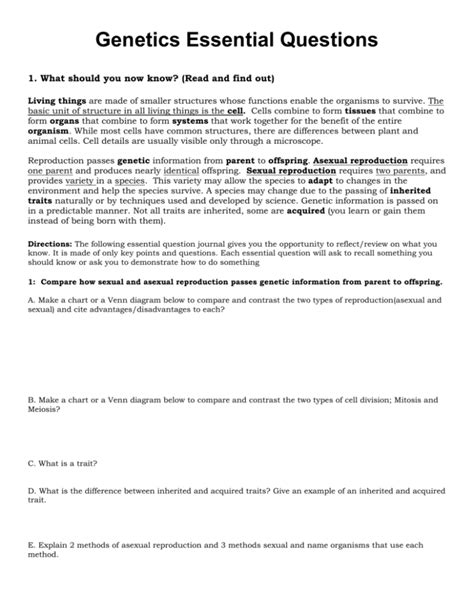 Image result for Genetics Test Questions