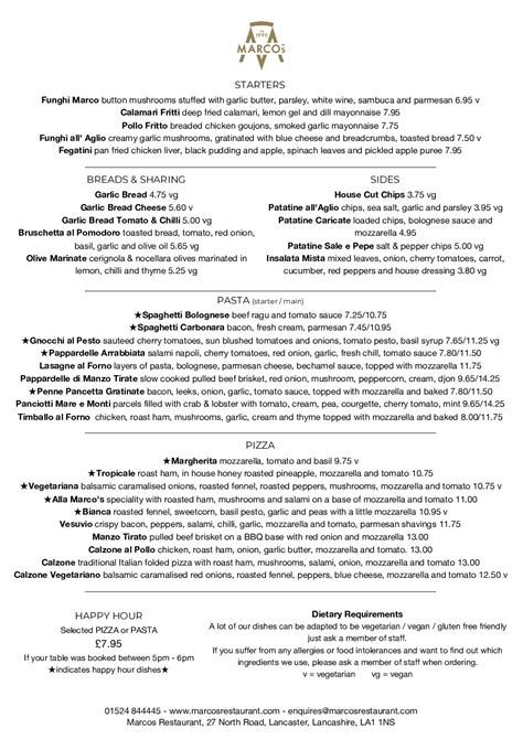 Image result for Marcos VIP Menu