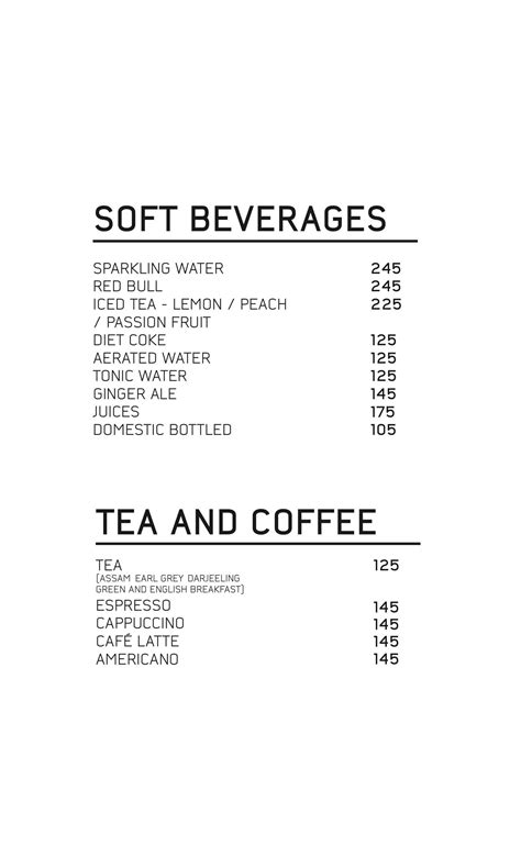 Menu at Lutyens Cocktail House, New Delhi