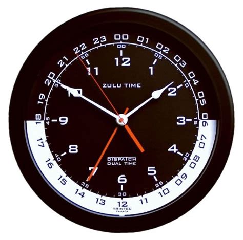 Buy Trintec 14" 12 & 24 Hour Military Time Swl Zulu Time 24hr Black ...