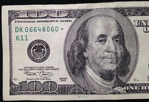 2003 $100 One Hundred Dollar Bill STAR NOTE, Circulated US Currency ...