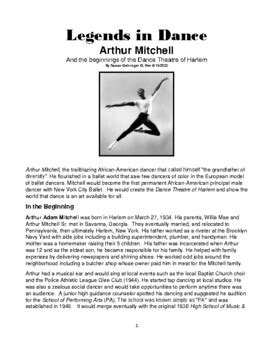 Legends in Dance - Arthur Mitchell & the Beginning of Dance Theatre of ...