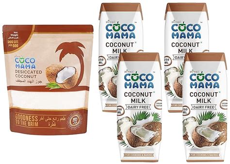 Coco Mama Coconut Milk Pouch, 4 x 250 ml & Coco Mama Desiccated Coconut ...