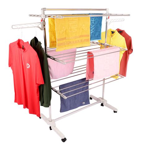 Buy Laundry Drying Rack Collapsible Rolling Garment Hanger Foldable ...