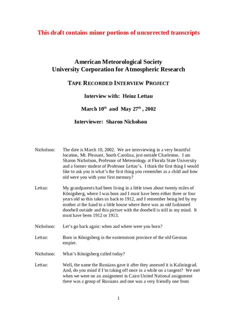 Transcript of Oral History Interview of Heinz Lettau - OpenSky Doc ...