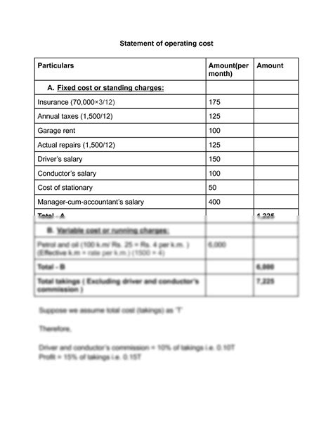 Image result for Operating Cost Problem with Solution