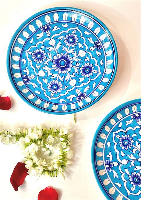 Jaipur Blue Art Pottery Dish 8 Inches: Hand painted – House Of Vaarasa