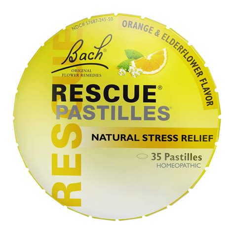 Bach RESCUE PASTILLES, Orange and Elderflower Flavor, Natural Stress ...