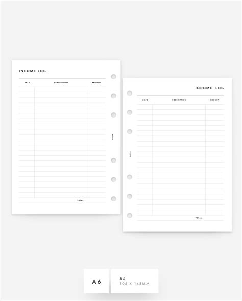 Minimalist Income Tracker Planner Inserts - 8Lotus