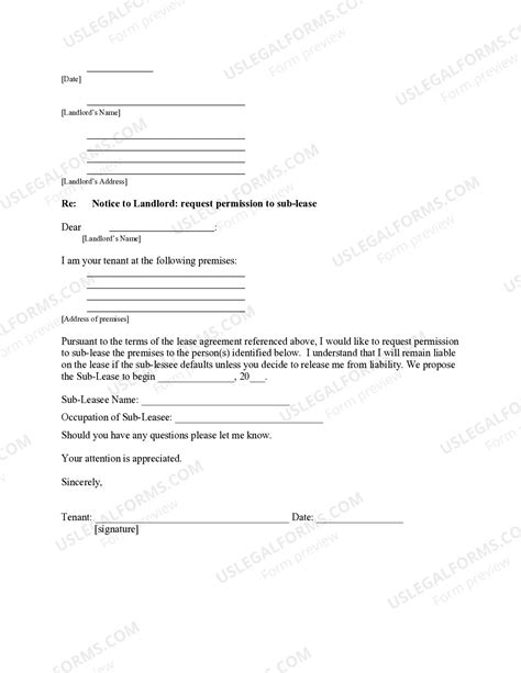 Nebraska Letter from Tenant to Landlord containing Request for ...