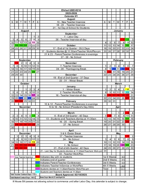USD 218 Board of Education Adopts 2025-2026 School Calendar | Elkhart ...
