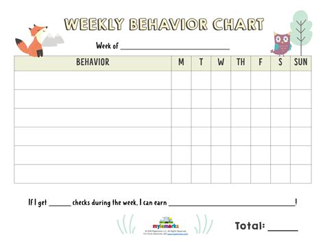 Image result for Weekly Behavior Chart