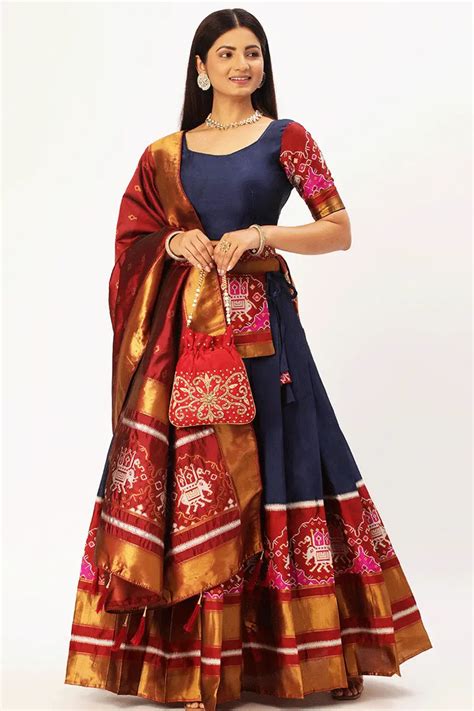 Navy Blue Half Saree For Women Online Shopping - Anaya Designer Studio