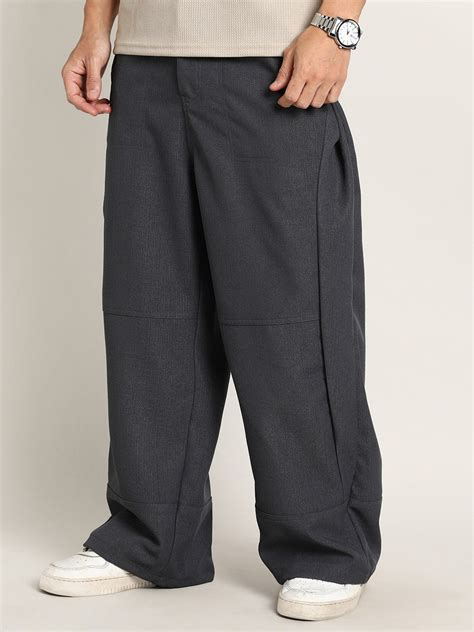 ₹1,299 | Campus Sutra Men's Light Weight Charcoal Grey Panelled Baggy ...