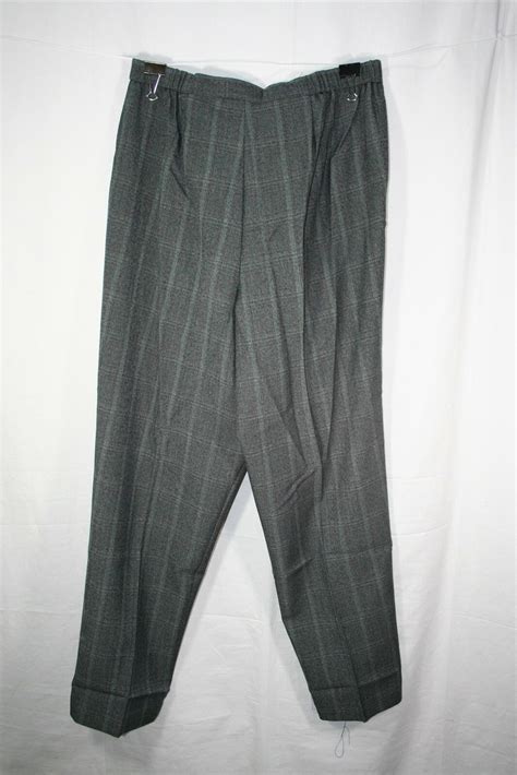 041X01 Just My Size 24820 Women's Twill Plaid Slacks 14W Grey | eBay