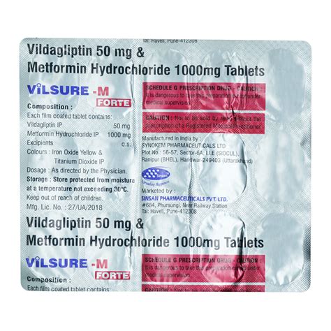 Vilsure-M Forte 50/1000mg Tablet | Uses, Side Effects, Price | Apollo ...