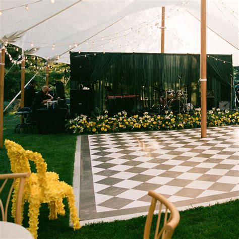 Checkered Dance Floor for Outdoor Wedding