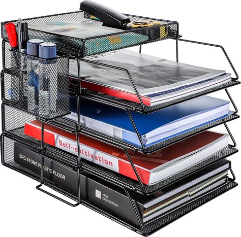 Yecaye 5-Tier Stackable Paper Tray Organiser with Pen India | Ubuy