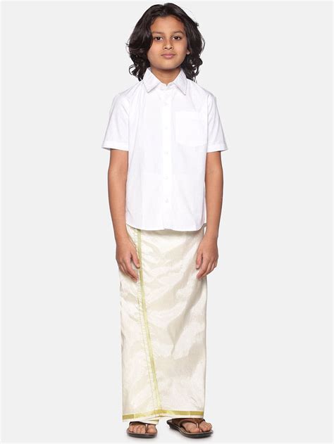 Boys White Colour Cotton Readymade Shirt With Dhoti Set – SETHUKRISHNA