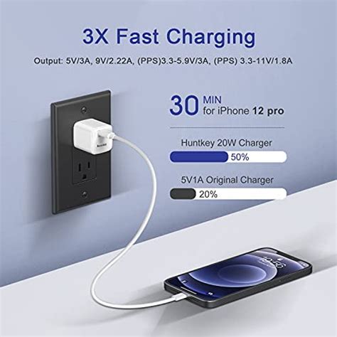 Buy 20W USB-C Power Adapter, Huntkey 20 Watt USB C Charger Block ...