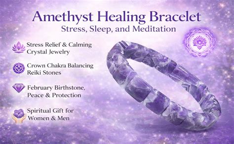 Buy aldomin Natural Banded Amethyst Healing Crystal Purple Bracelet ...