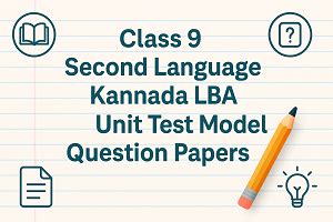 Class 9 Second Language Kannada LBA Unit Test Model Question Papers ...