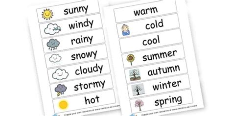 Weather Vocab Cards (teacher made) - Twinkl