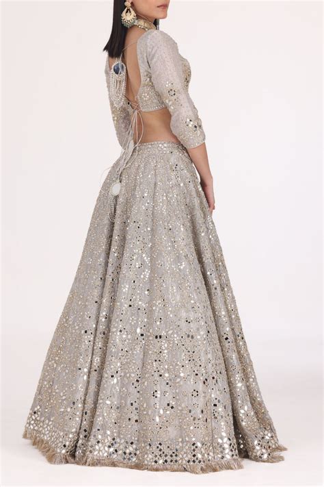 SILVER TISSUE EMBELLISHED LEHENGA SET – abhinavmishra
