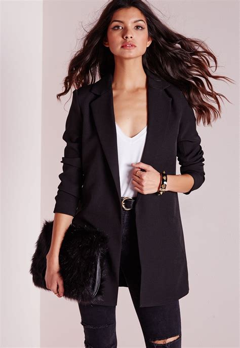 Missguided - Longline Blazer Black (With images) | Long black blazer ...
