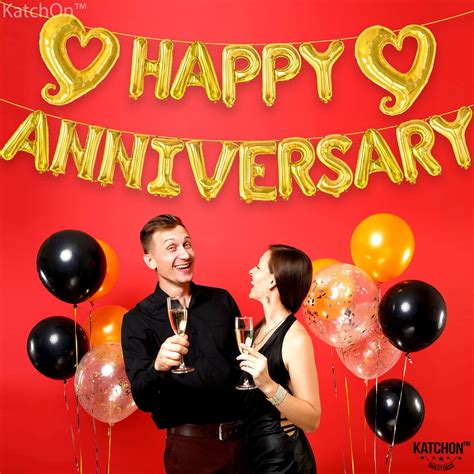 KatchOn, Gold Happy Anniversary Balloons Letters - India | Ubuy