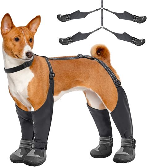 Idepet Dog Suspender Boots, Tall Anti-Slip & Fall Waterproof Dog Shoes Leggings, Adjustable ...