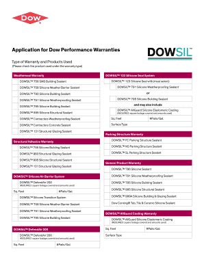 Fillable Online Application for Dow Silicone Performance Warranties ...