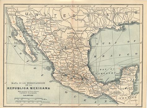 Mapa antiguo de México 1911 | Etsy