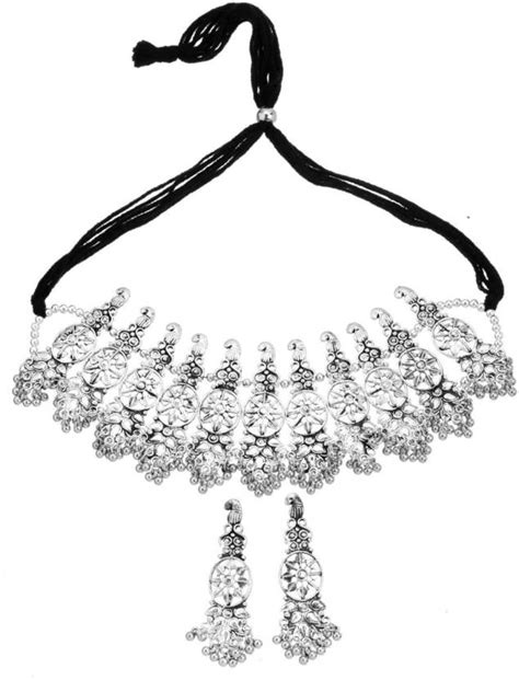 Primis Oxidised Silver 900 Silver Silver Jewellery Set Price in India ...
