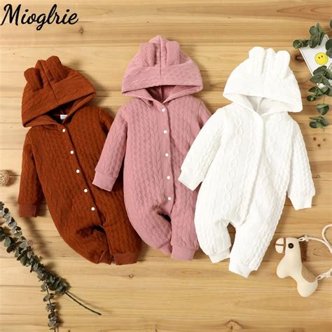 Autumn Winter Baby Romper Boys Girls Lovely Ears Hooded Long Sleeve ...