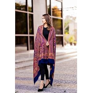 Buy SWI STYLISH Women's Woven Wool Shawl (JD28_Black_Free Size) at ...