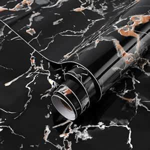 MUNIKESH CREATION Black Gold Glossy Marble Self-Adhesive Peel & Stick ...