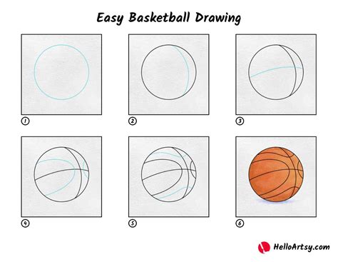 Easy Basketball Drawing - HelloArtsy
