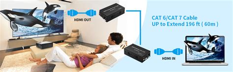 Buy Bcrokory HDMI Extender Up to 60 Meters/196ft, 1080P Transmitter and ...