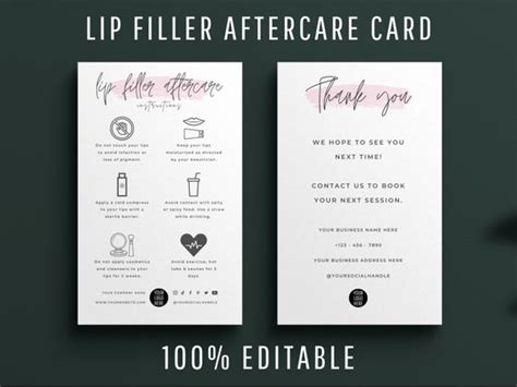 Editable Mini Lip Filler Aftercare Card Template Lip - Etsy India