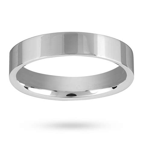 Mappin & Webb 4mm Flat Top Medium Weight Ladies Court Ring In Platinum ...