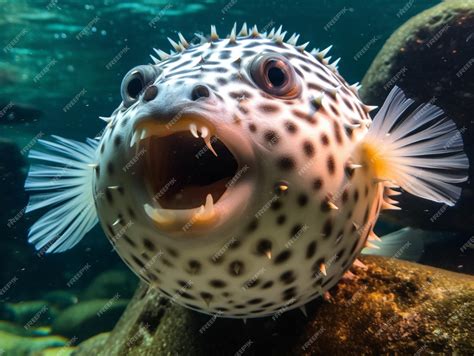 Premium AI Image | A puffer fish with a big mouth and a big mouth.