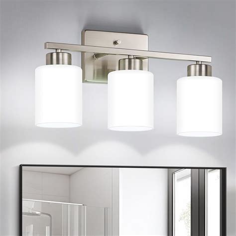 FonmYim Brushed Nickel Bathroom Light Fixtures, 3-Light Modern Vanity ...