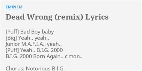 Dead Wrong Lyrics 的图像结果